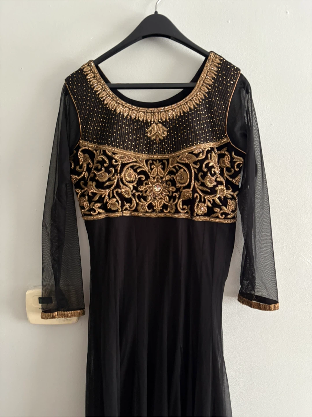 Black & Gold Anarkali Dress