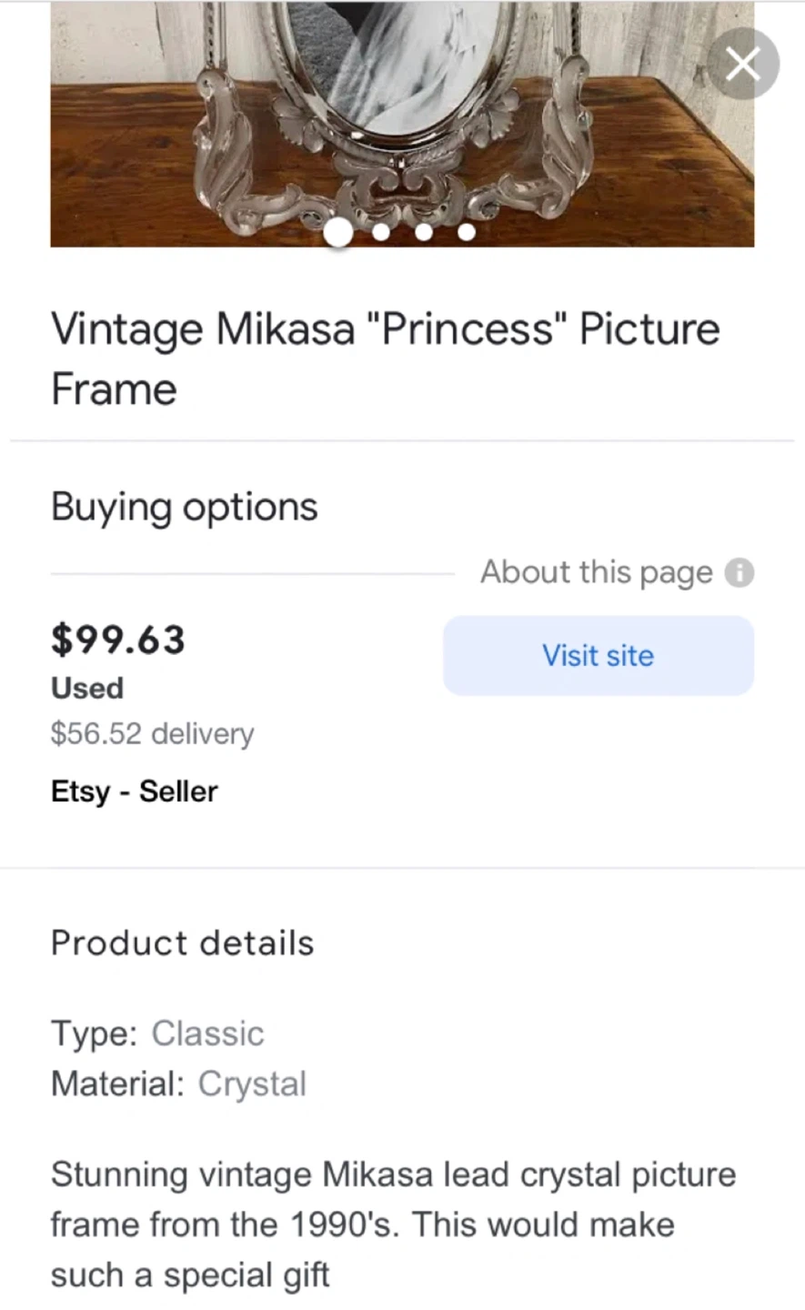 Mikasa Princess Crystal Picture Frame - photo 3