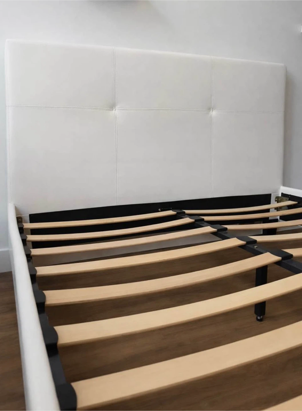 White Upholstered Platform Bed Frame - photo 3