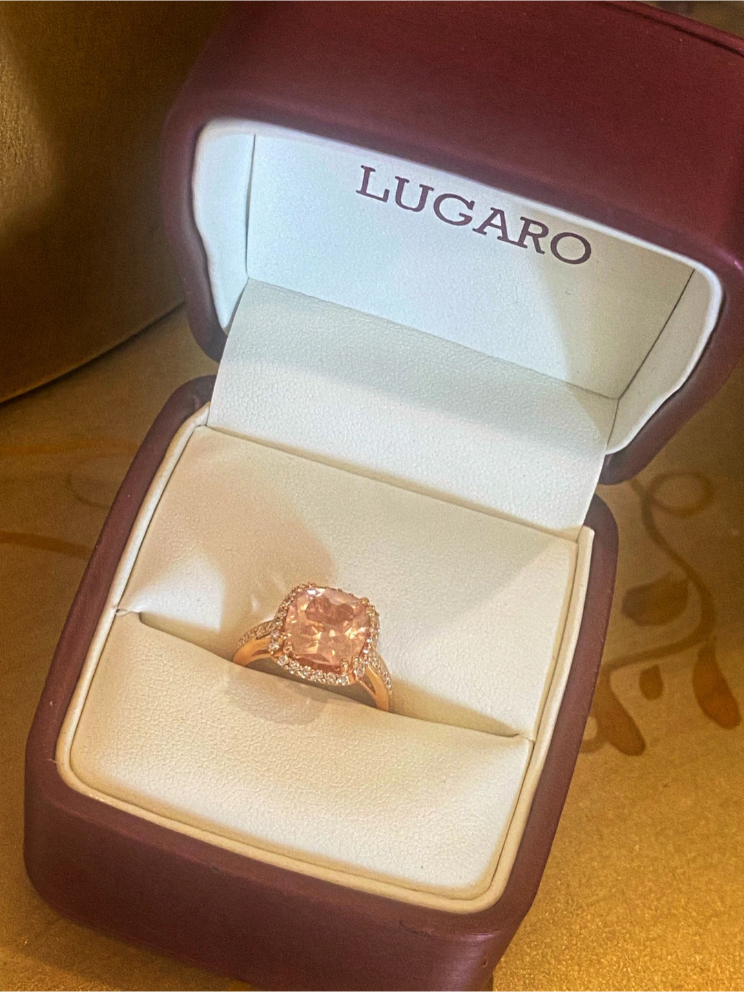 💖LUGARO Cushion Cut Morganite Ring