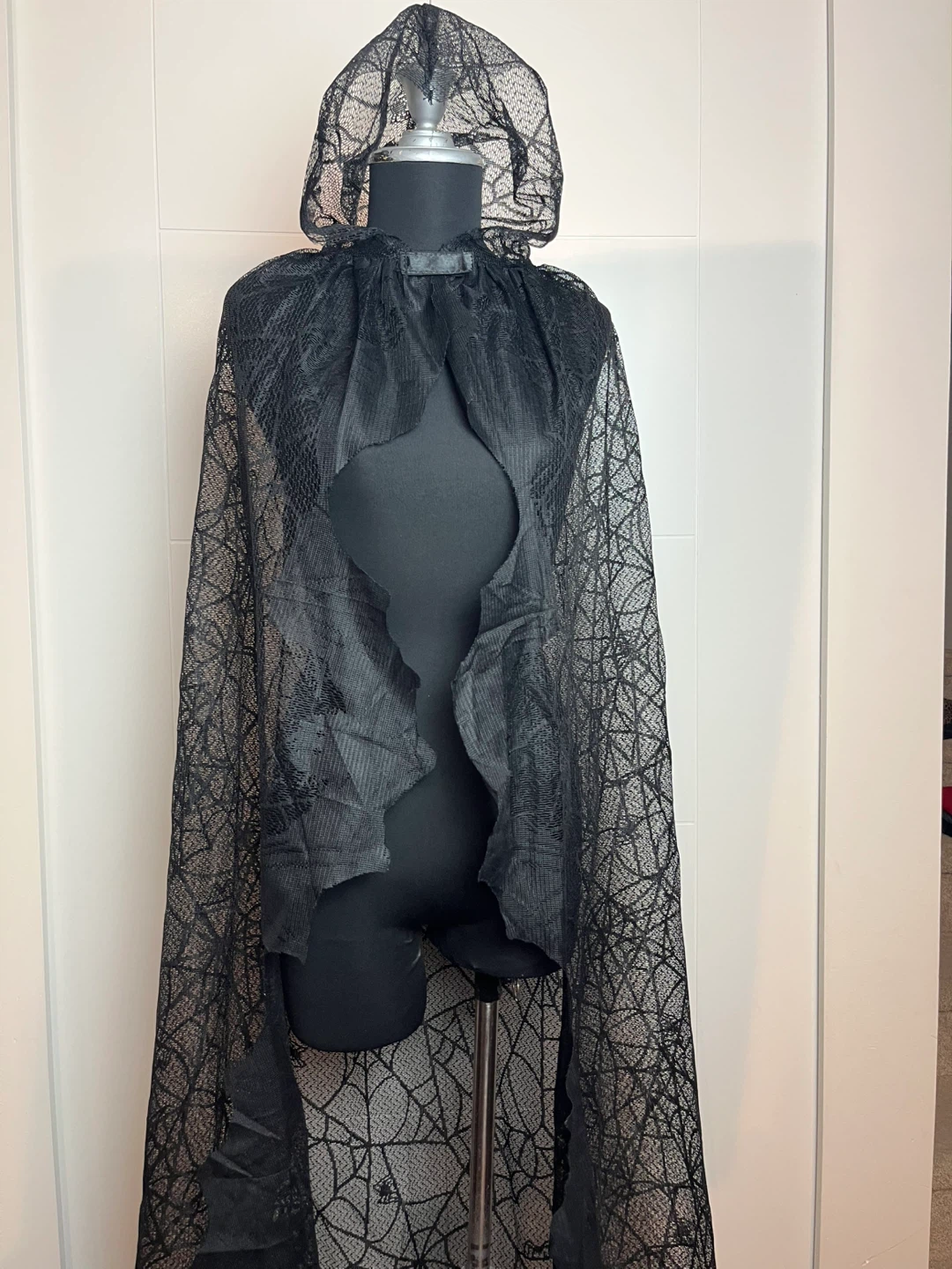 Black Lace Hooded Cape