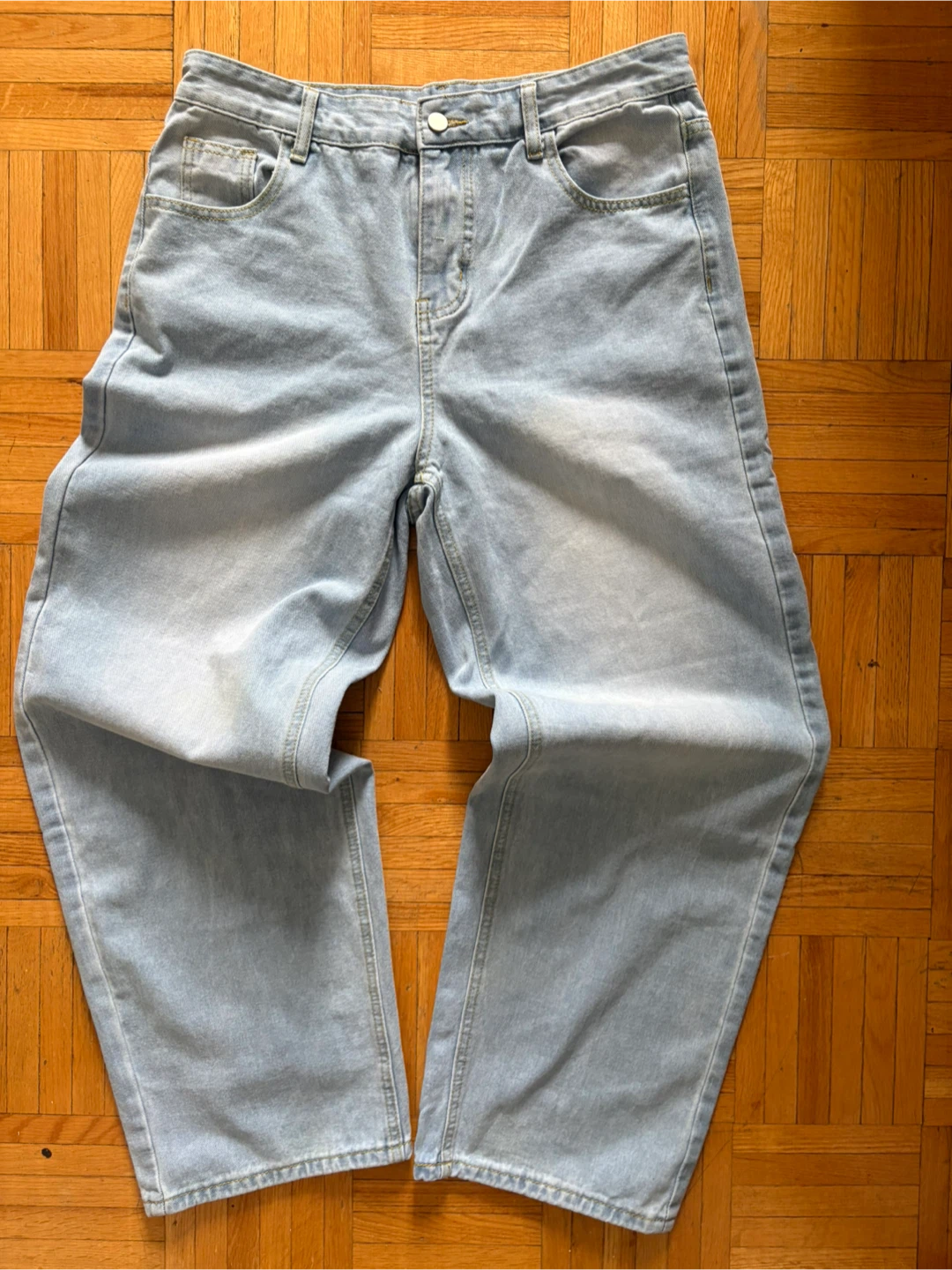 Light Wash Wide Leg Jeans (Baggy Fit) - photo 3