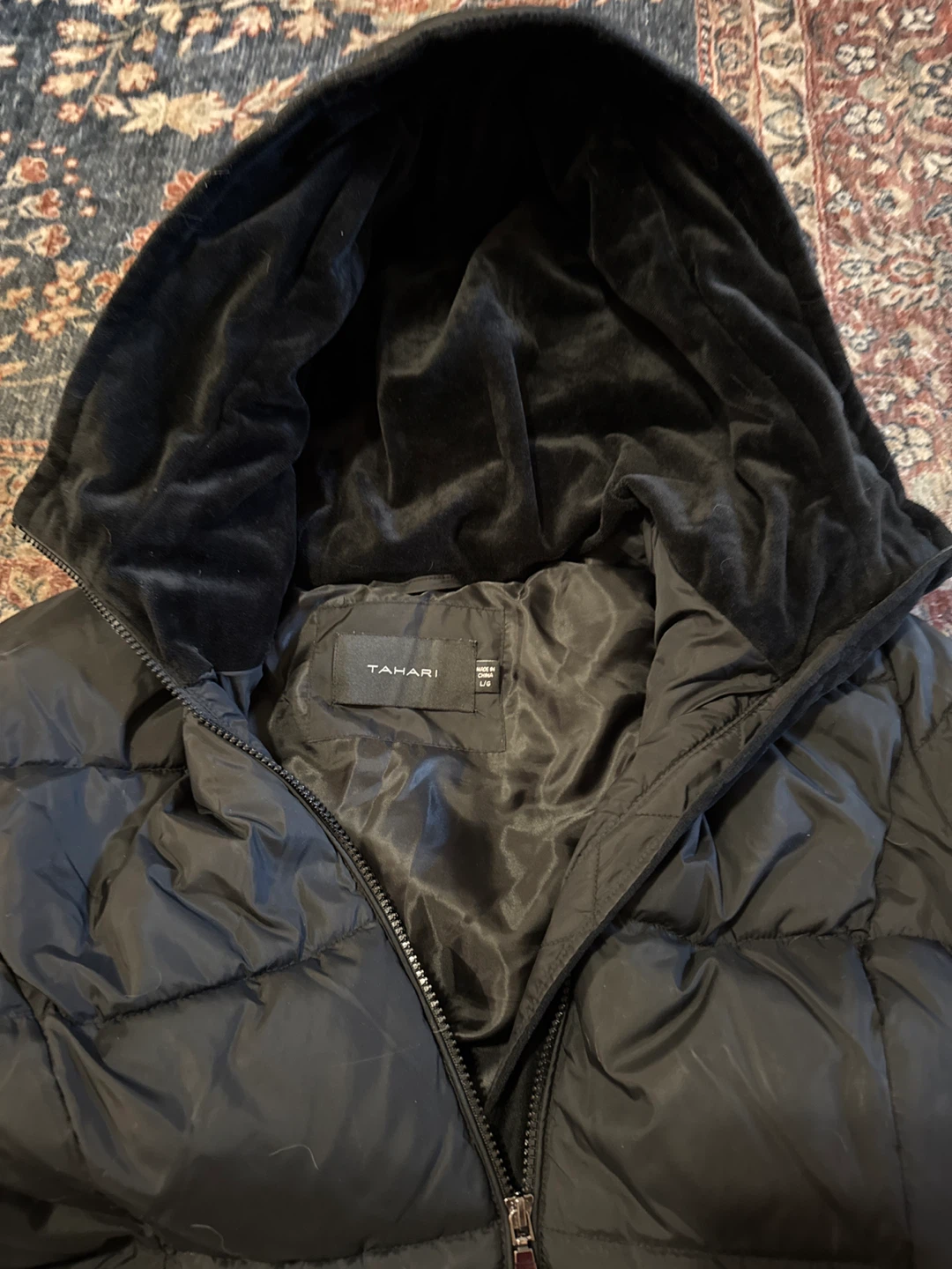 Tahari Black Puffer Coat - Size L - photo 3