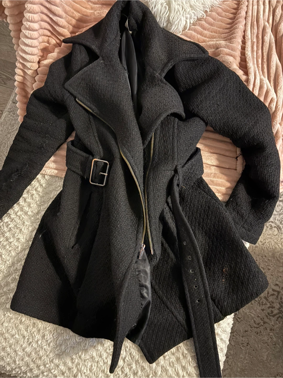 Kenneth Cole Black Wool Blend Coat - Size 8 - photo 2