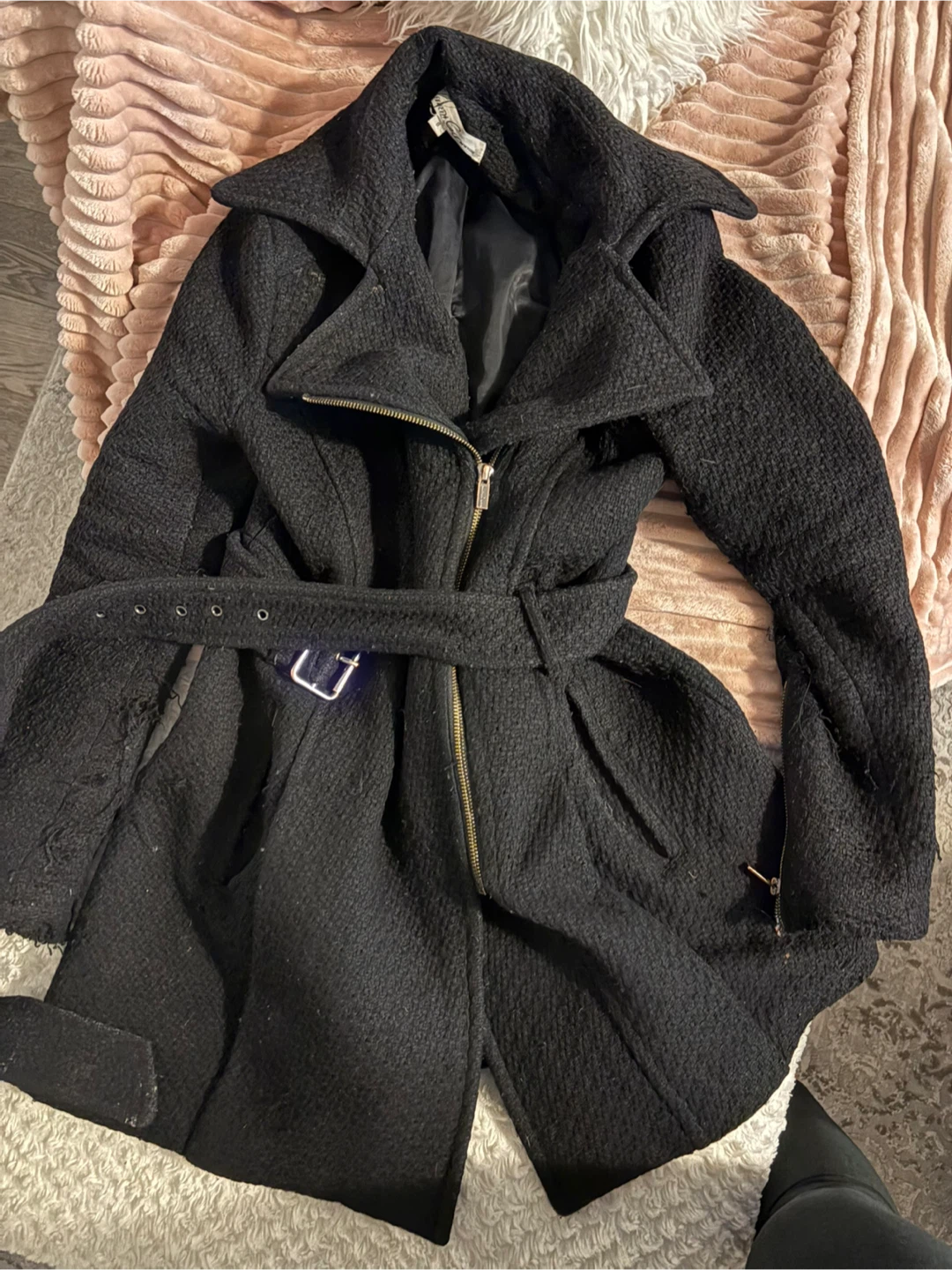 Kenneth Cole Black Wool Blend Coat - Size 8