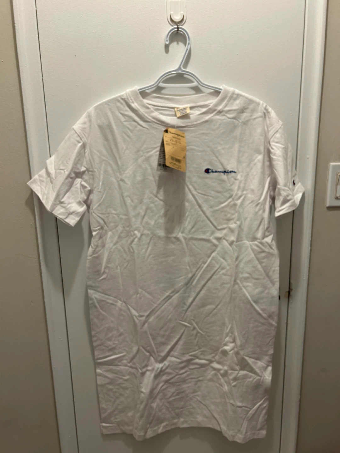 NEW Champion T-Shirt Dress White Size Large NWT。