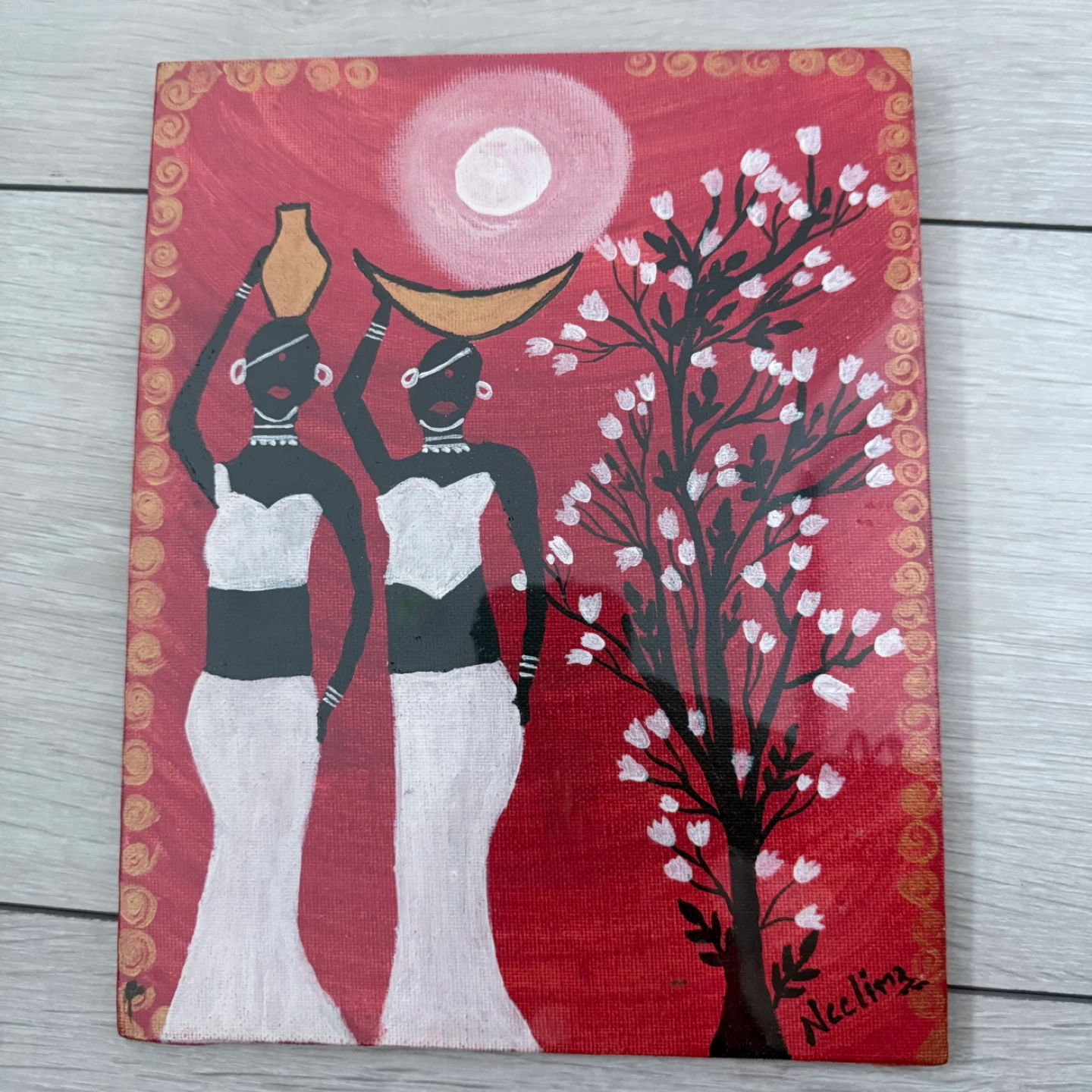 Women Painting on Canvas Board