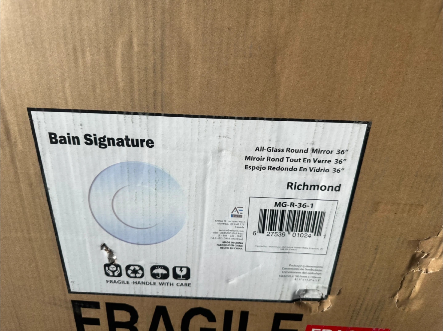 Bain Signature Richmond 36" All-Glass Round Mirror - New! - photo 3
