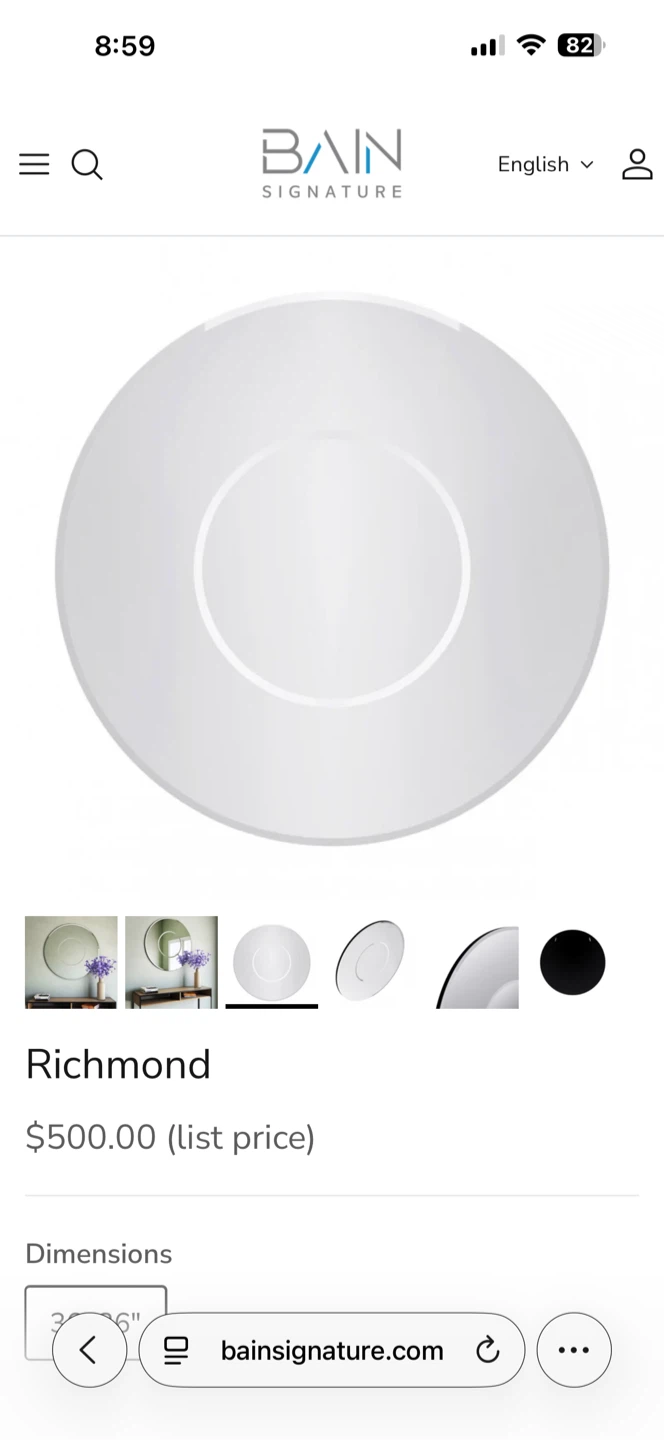 Bain Signature Richmond 36" All-Glass Round Mirror - New! - photo 5