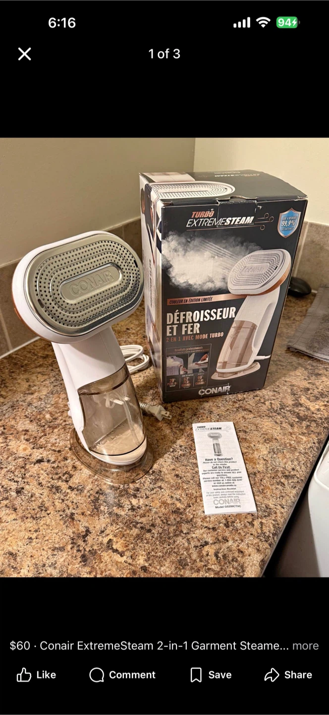 Brand new Conair Turbo ExtremeSteam 2-in-1 Garment Steamer - photo 3