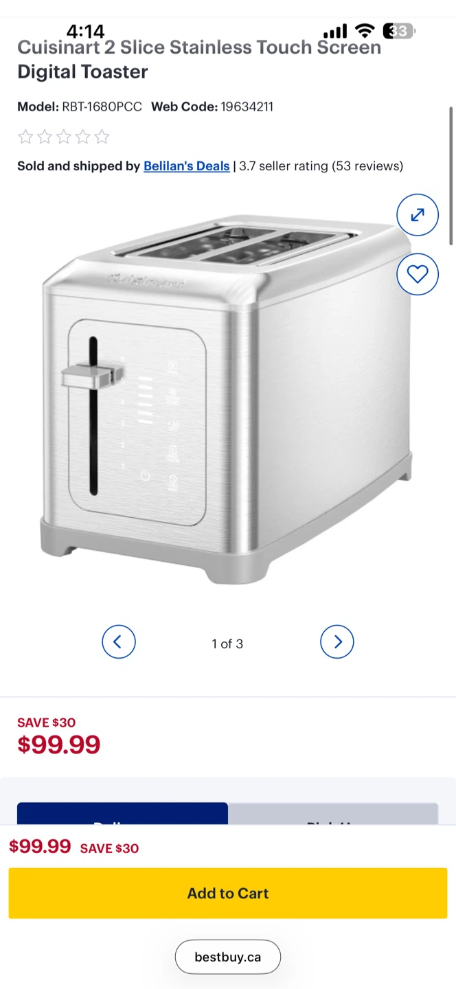 Cuisinart 2-Slice Touch Screen Digital Toaster