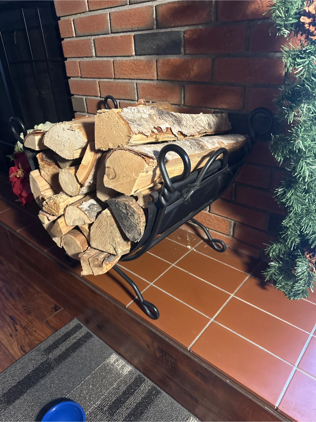 Firewood in Metal Log Holder - photo 2