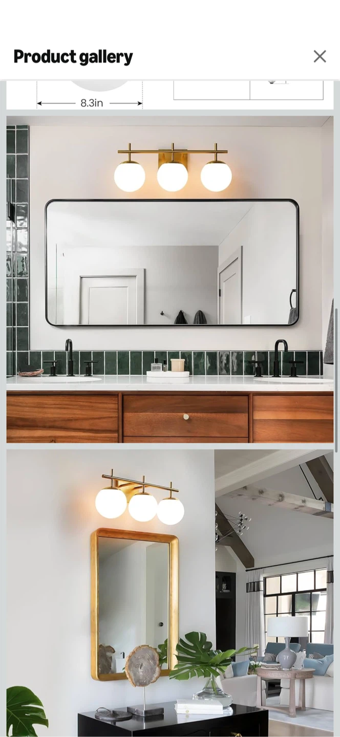AIJIASI Gold 3-Light Bathroom Vanity Light - photo 4