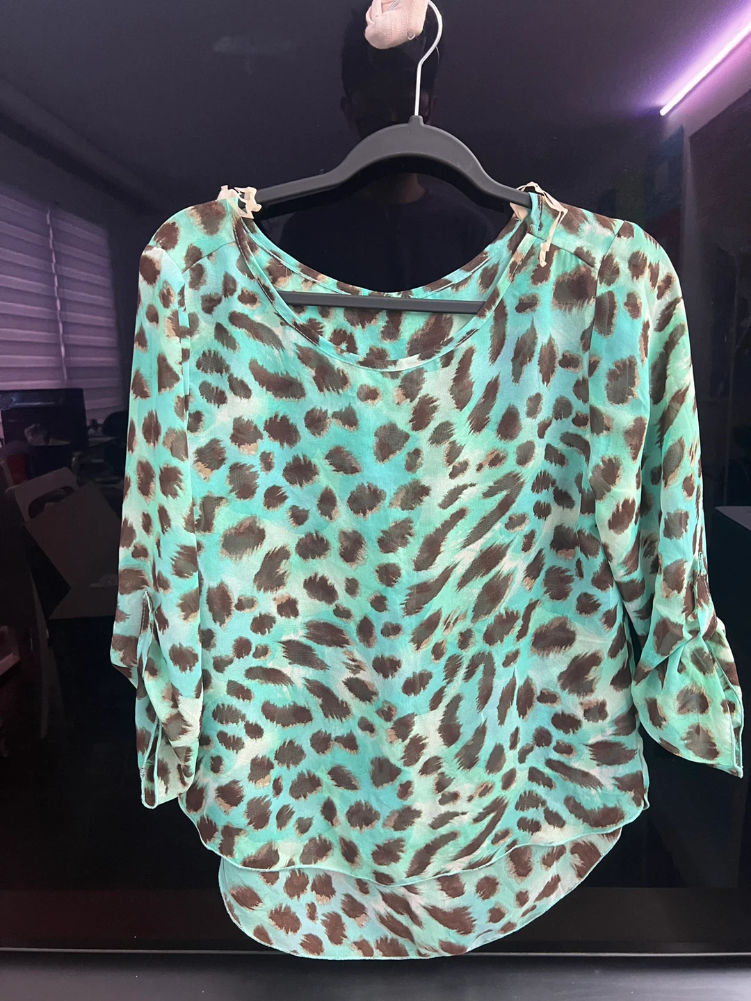 Turquoise Leopard Print Blouse