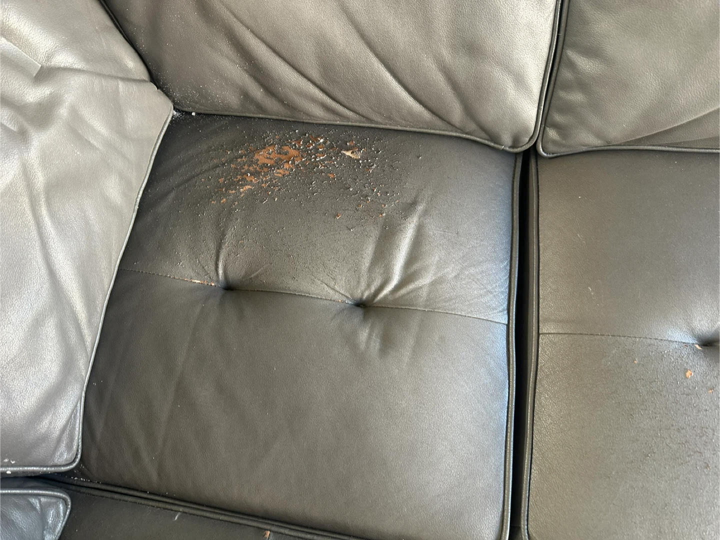 Grey Leather sectional sofa - Used Condition - photo 3