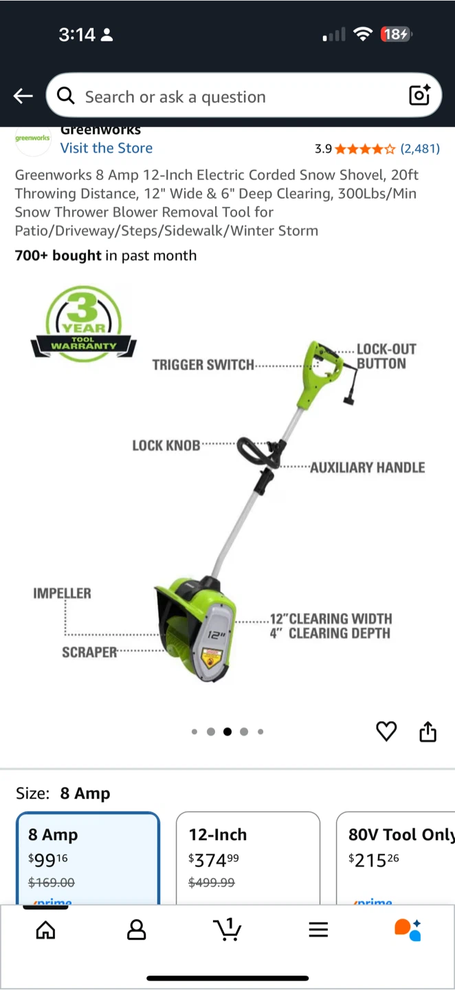 Greenworks 12-Inch Electric Snow Shovel - New in Box! - photo 4