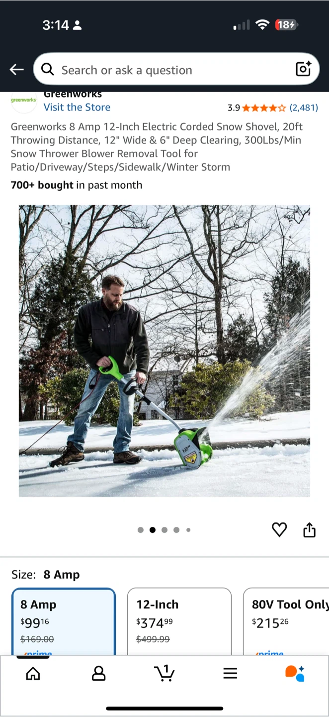 Greenworks 12-Inch Electric Snow Shovel - New in Box! - photo 3