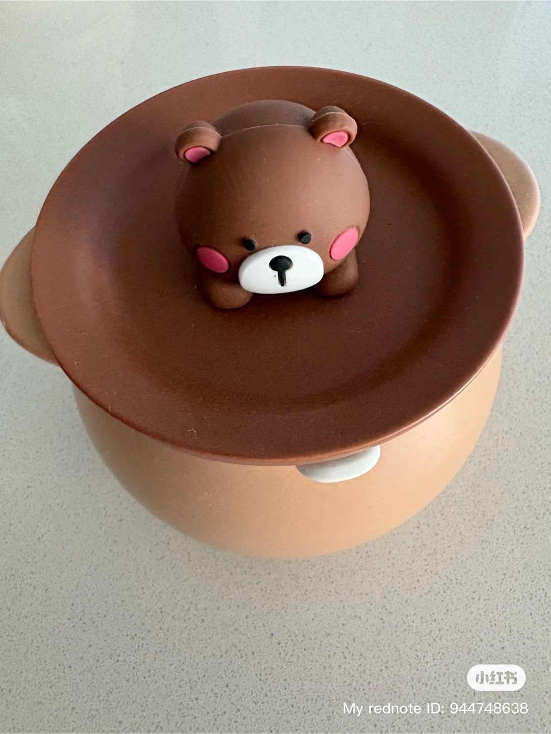 Brown Bear Ceramic Pot with Spoon