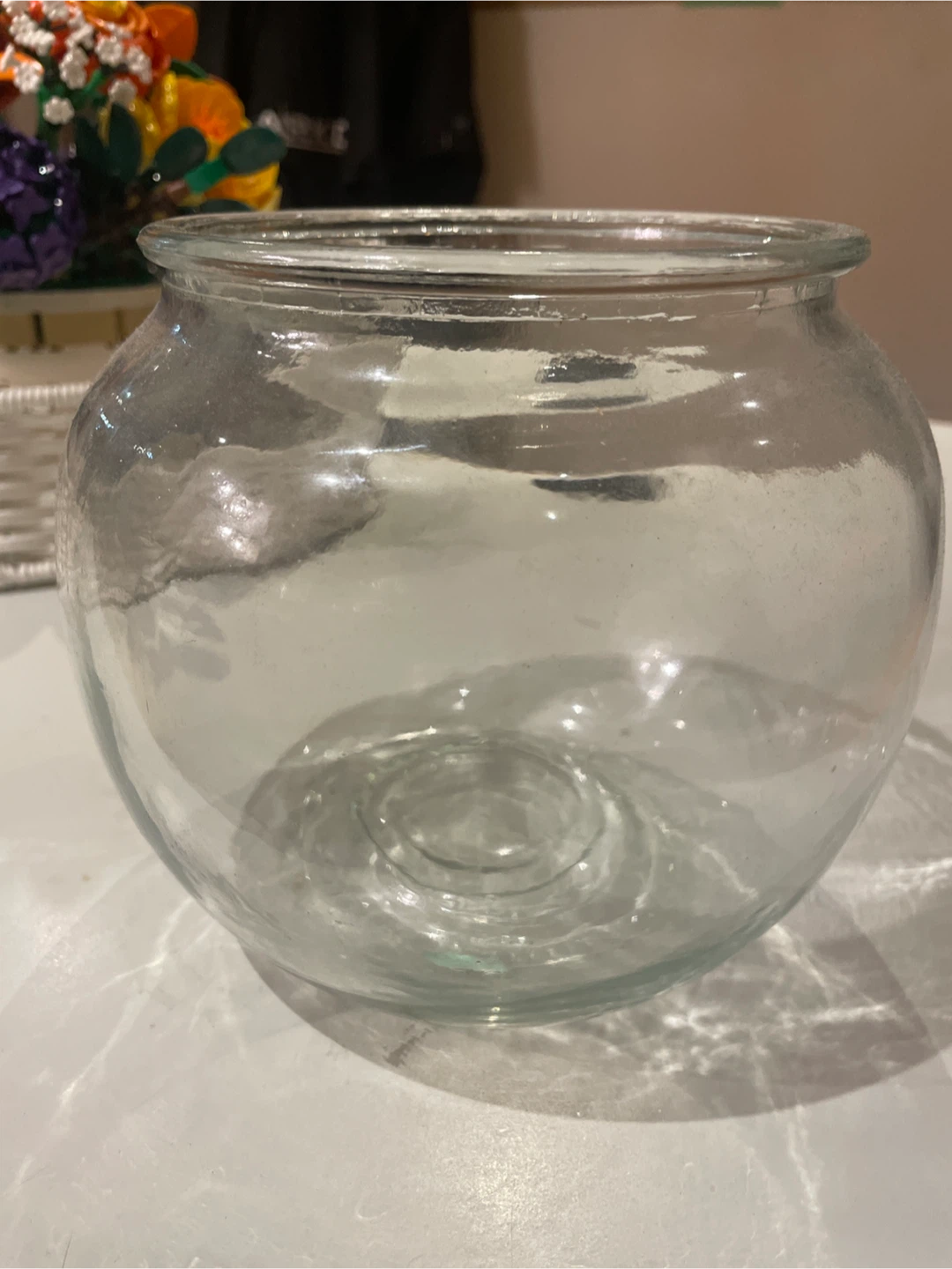 Clear Glass Round Vase - 19cm