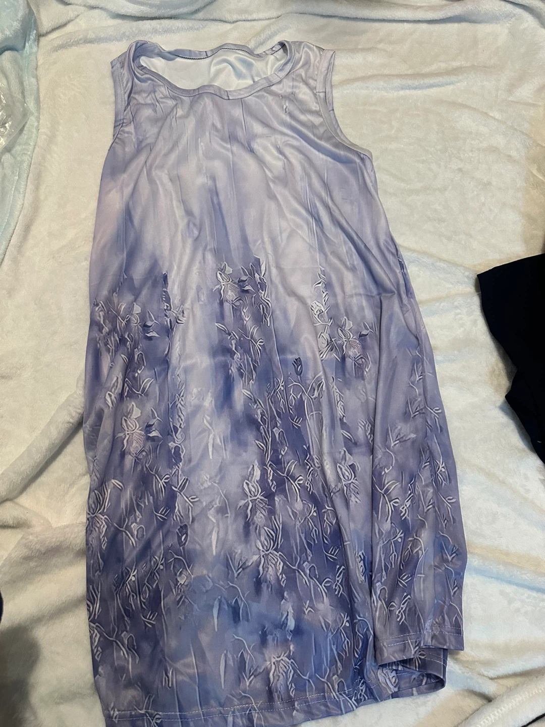 Floral Sleeveless Dress - Purple/White