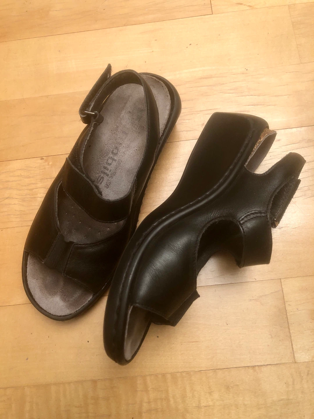 Mephisto Mobils Black Leather Orthotic Compatible Sandals Size 7 - photo 2