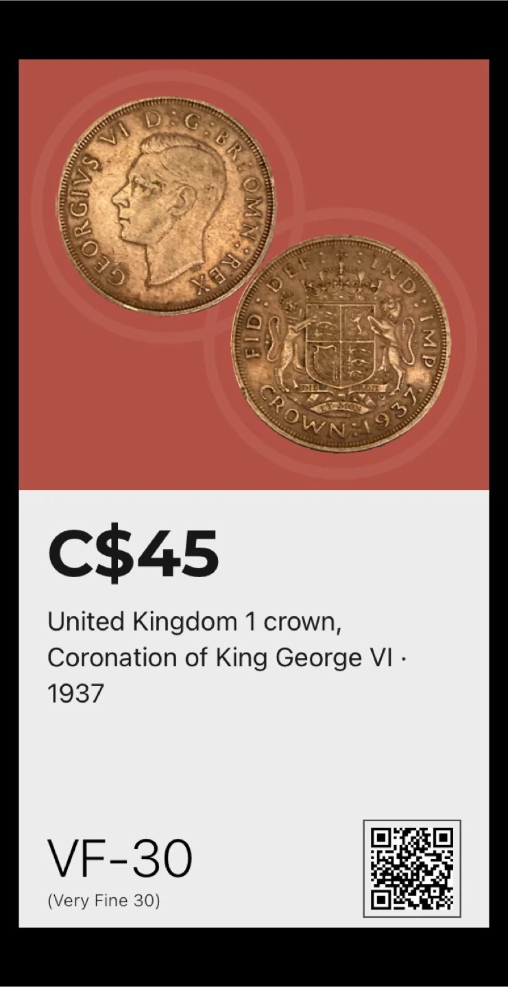 United Kingdom 1 Crown - King George VI Coronation 1937