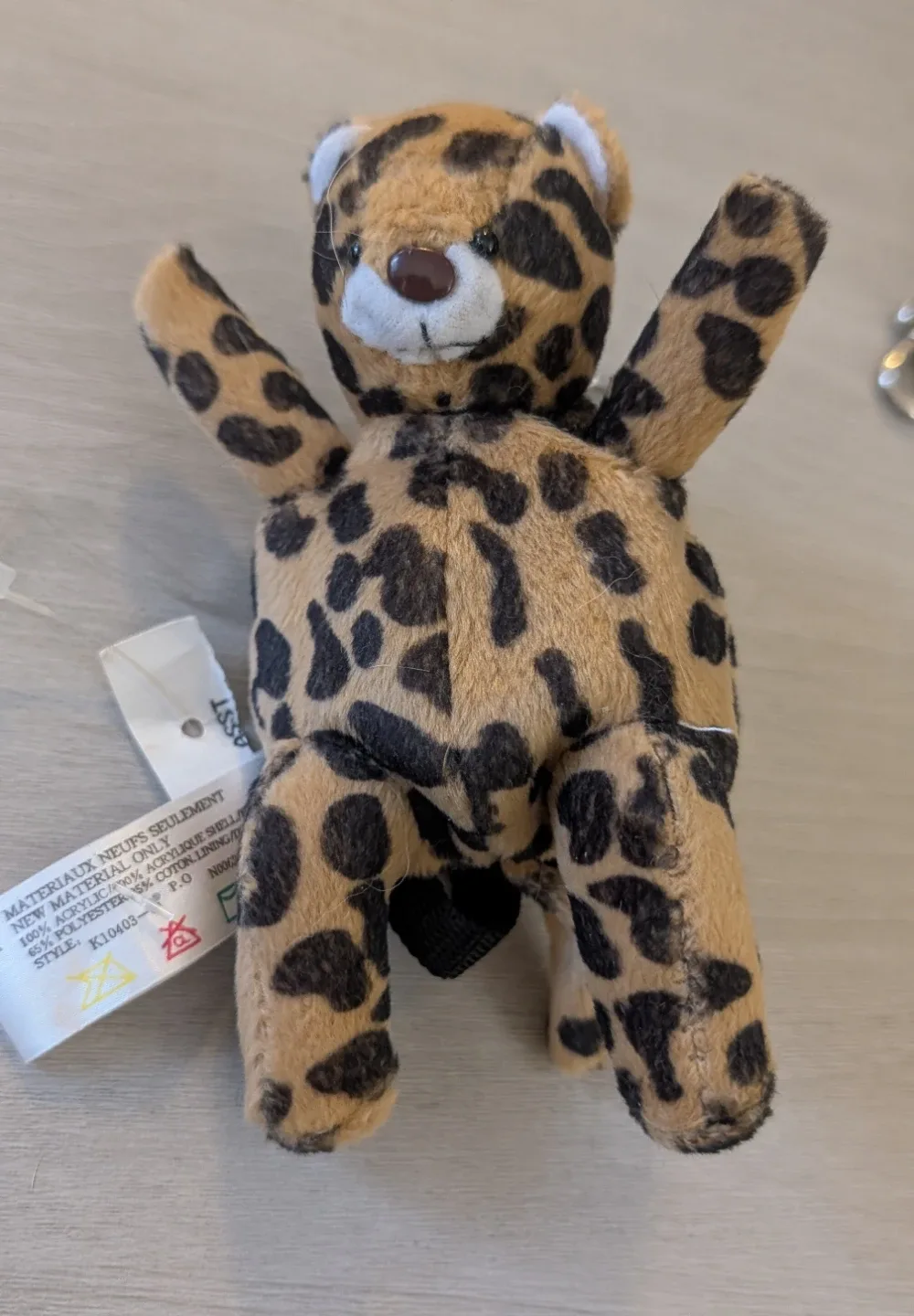 Leopard Print Plush Bear Keychain