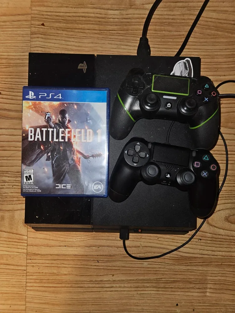PlayStation 4 with Battlefield 1 and 2 Controllers