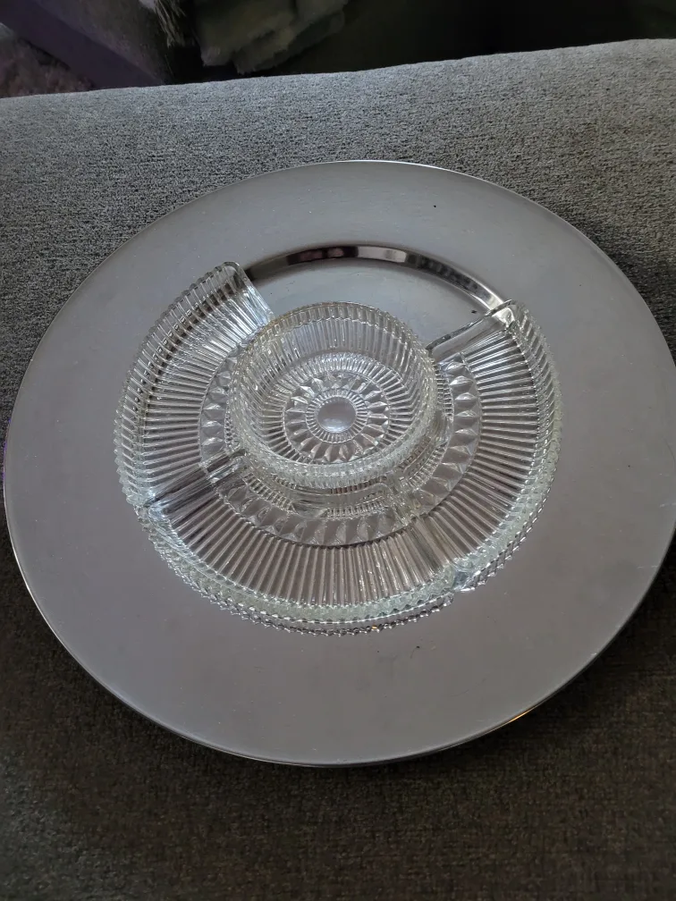 Silver Plated Serving Tray with Glass Insert