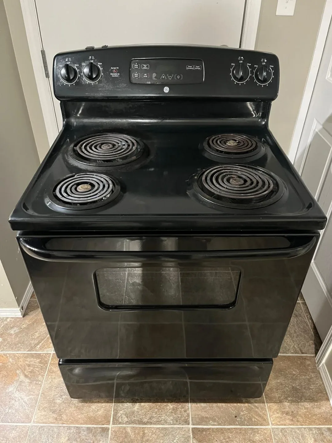 Black GE Electric Range