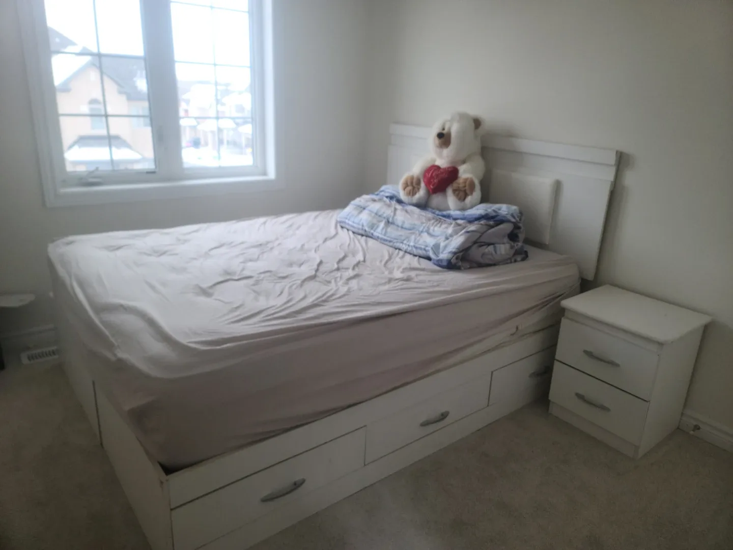 Bed frame with storage and nightstand