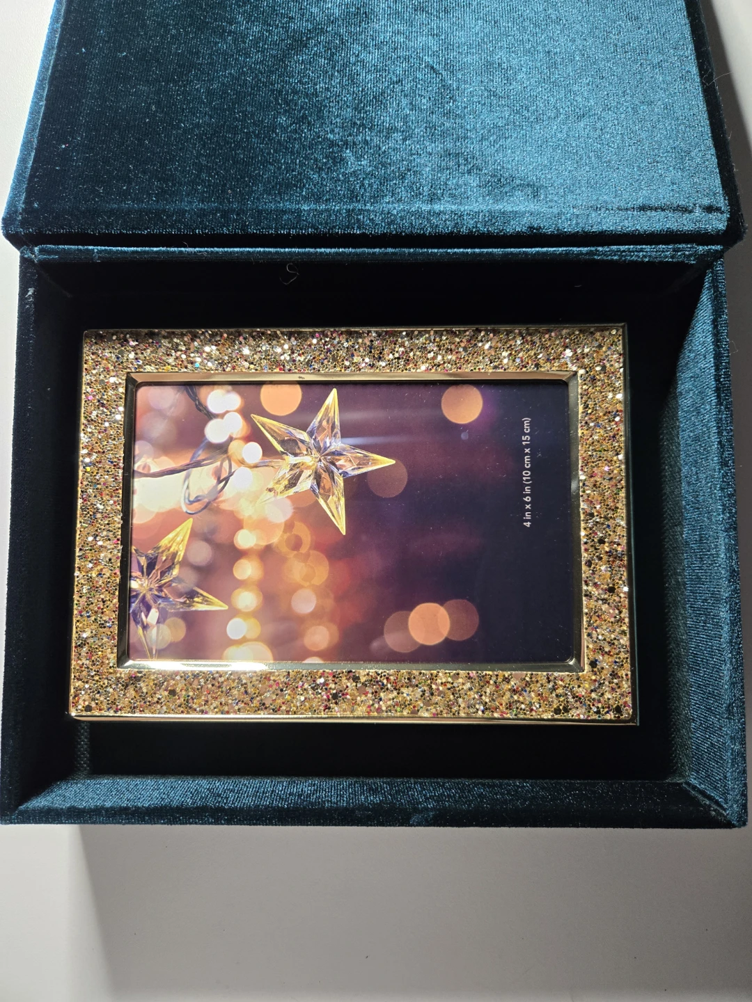 Brand New! Green Velvet box with Gold Sparkle frame - photo 2