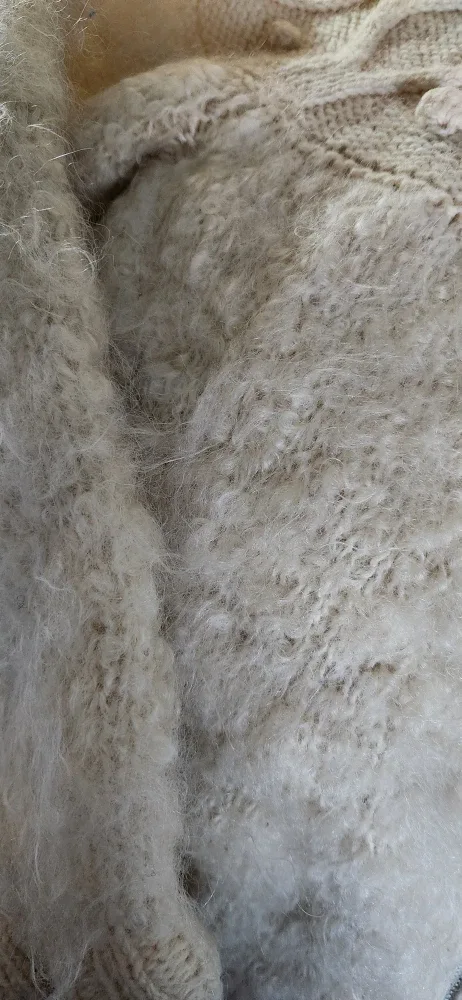 Cream Knit Zip-Up Cardigan green echo. Hero 🌱