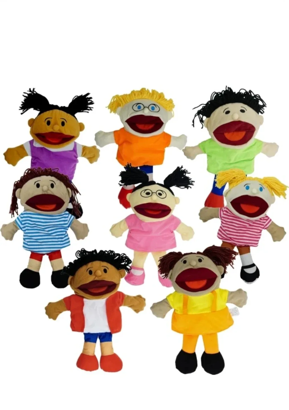 8-Pack Multicultural Hand Puppets for Kids