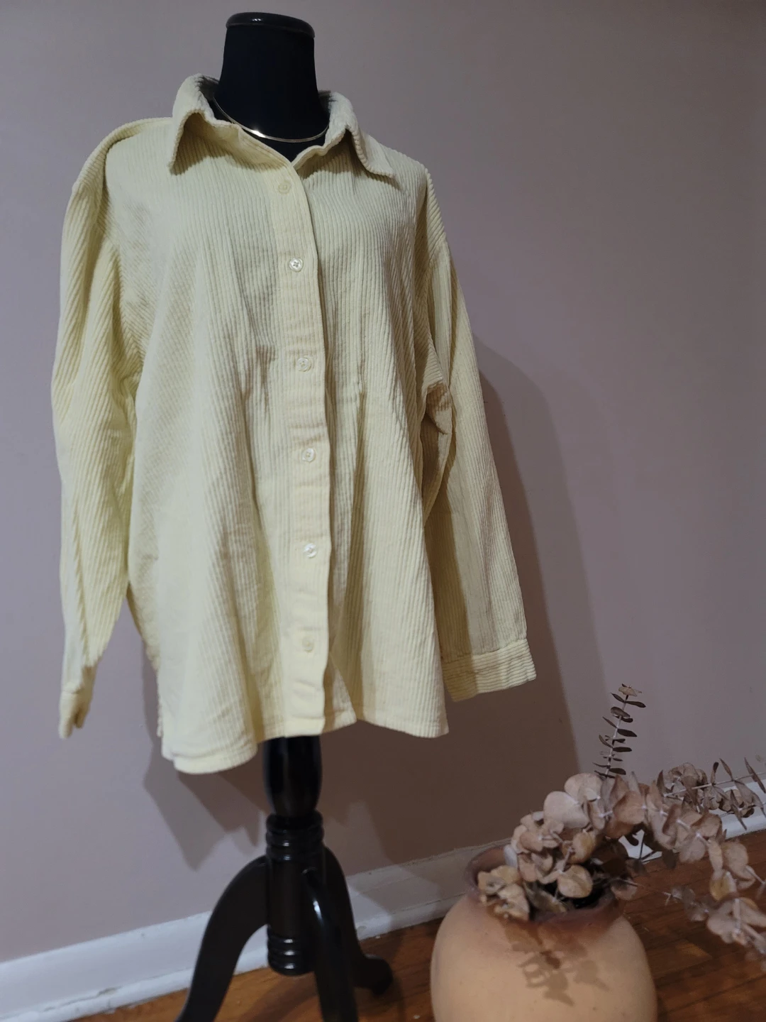 Blair 2XL Yellow Corduroy Button-Up Shirt EUC Cotton