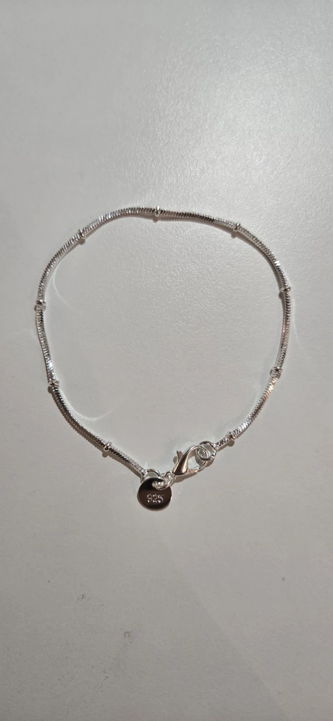 Silver Plated Snack Chain Bead Bracelet
