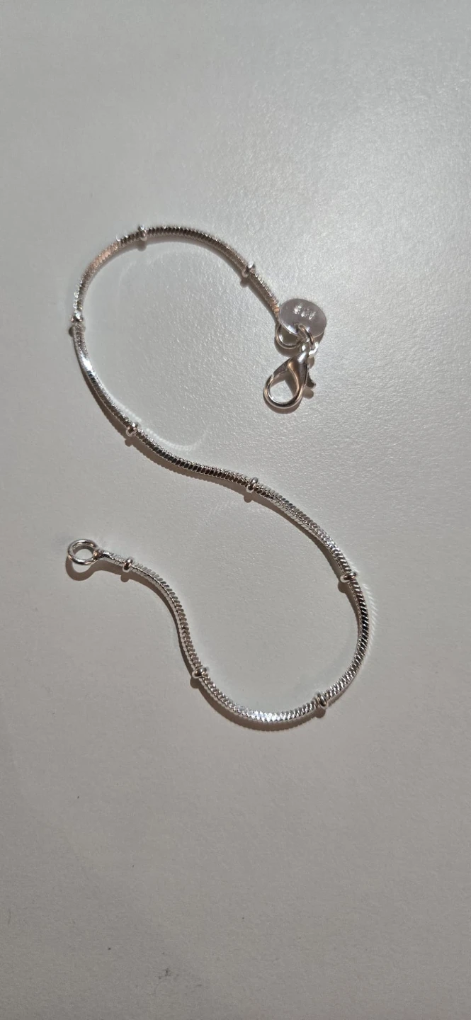 Silver Plated Snack Chain Bead Bracelet - photo 2