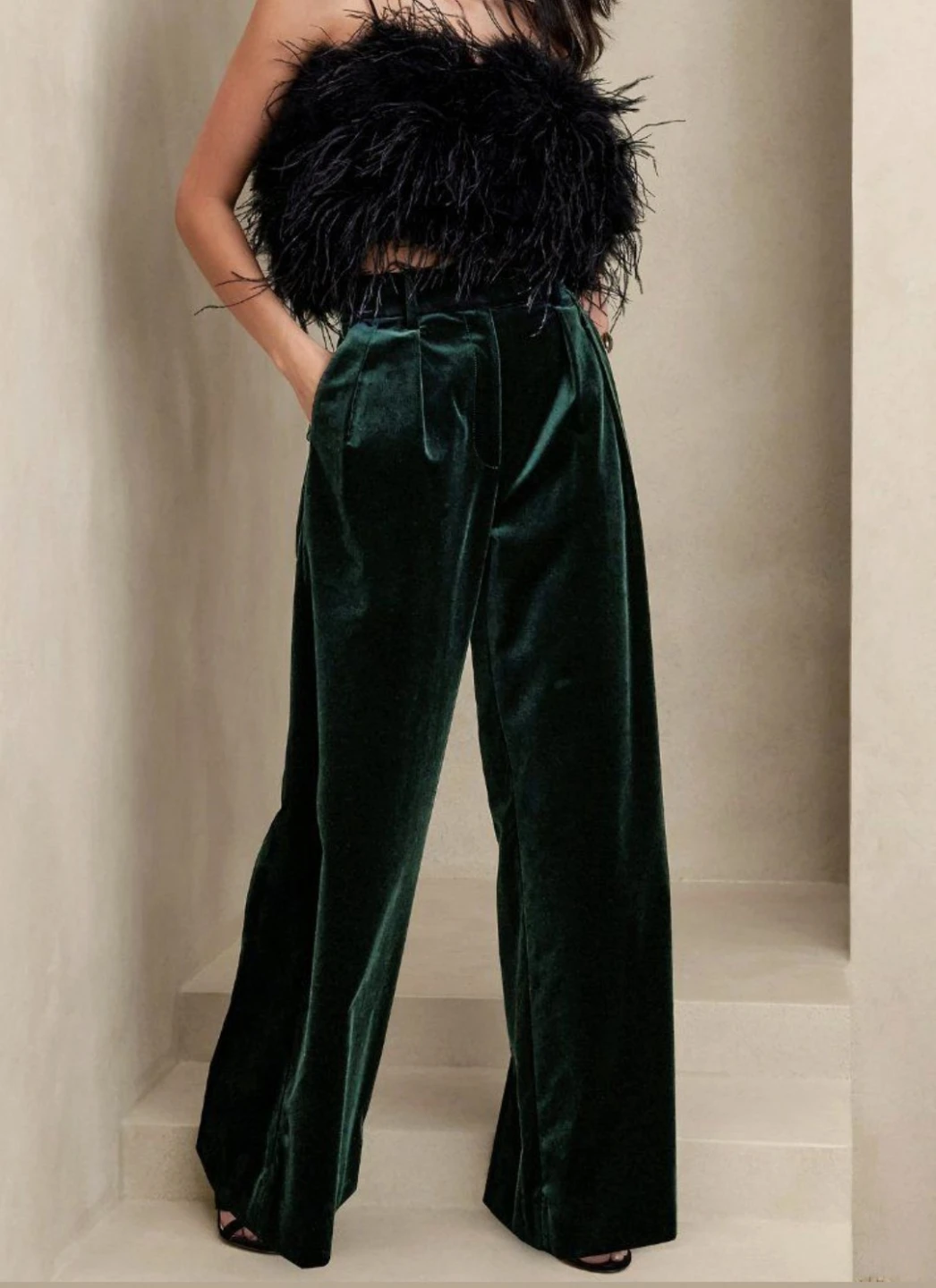 Banana Republic Veluro Velvet Wide Leg Pants