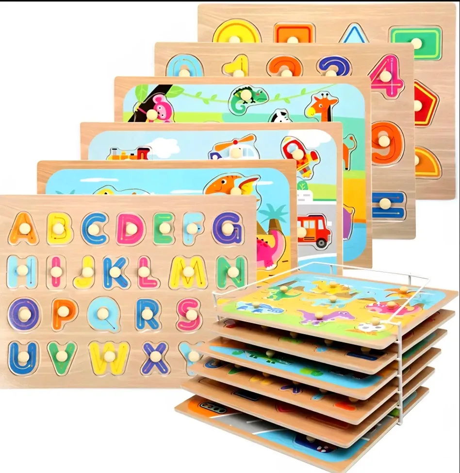 Peg Puzzles Wood City Set of 6