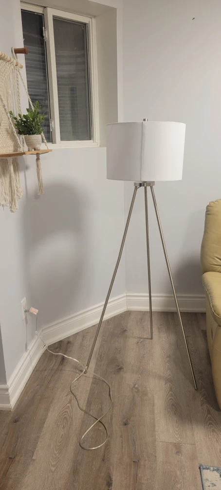 Tripod Floor Lamp - White Shade, Silver Legs - photo 2