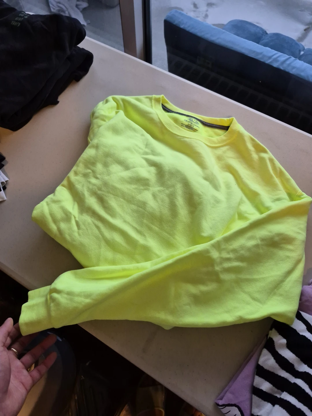 Fruit of the Loom Neon Yellow Sweatshirt - Large - photo 3