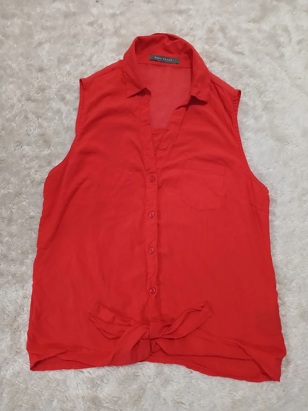 Rye Touch Red Sleeveless Blouse