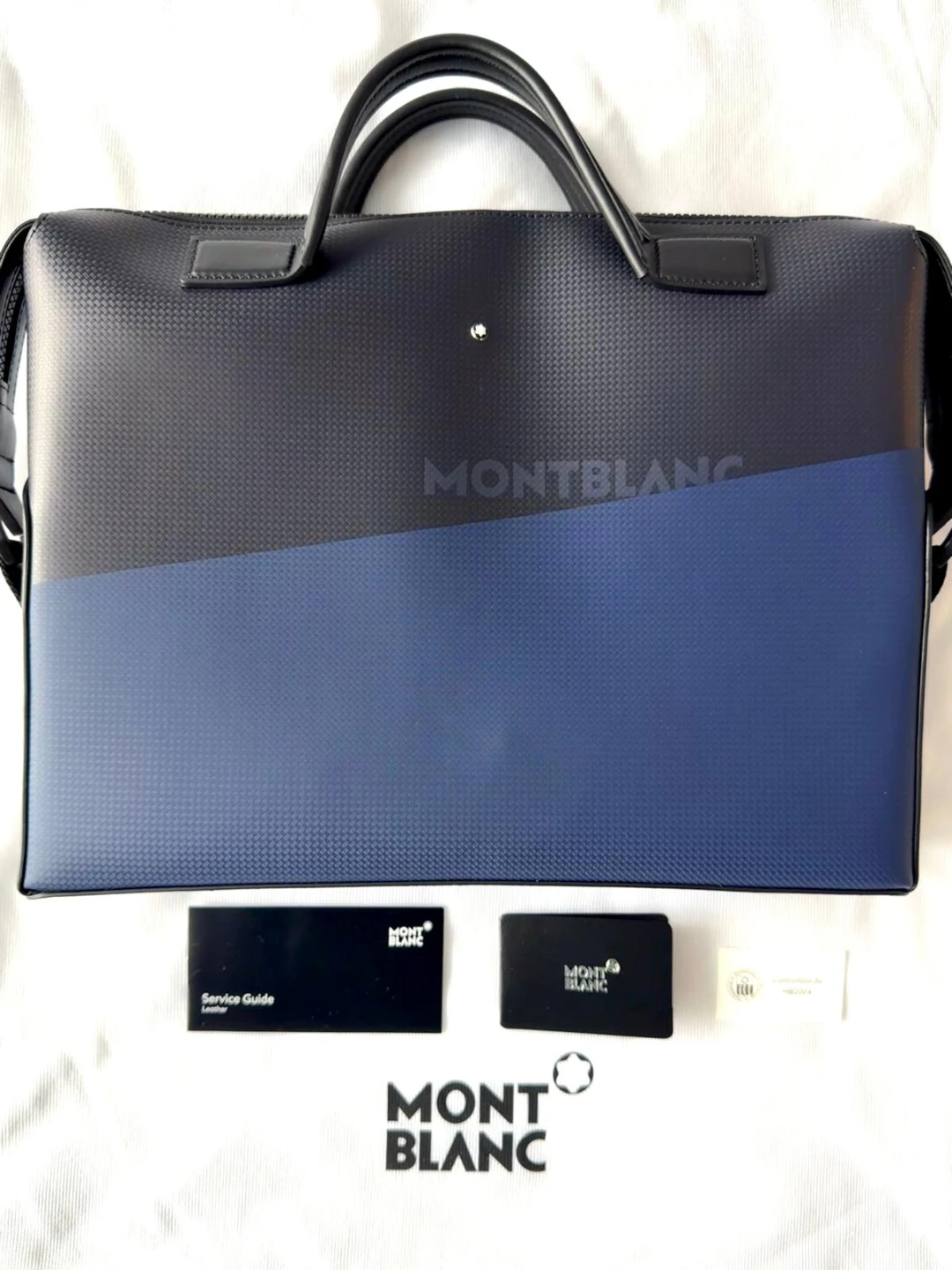 Montblanc Blue/Black Leather Briefcase - Like New