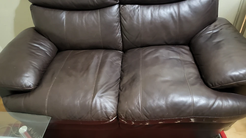 Brown Leather Loveseat - 62" Length - photo 5