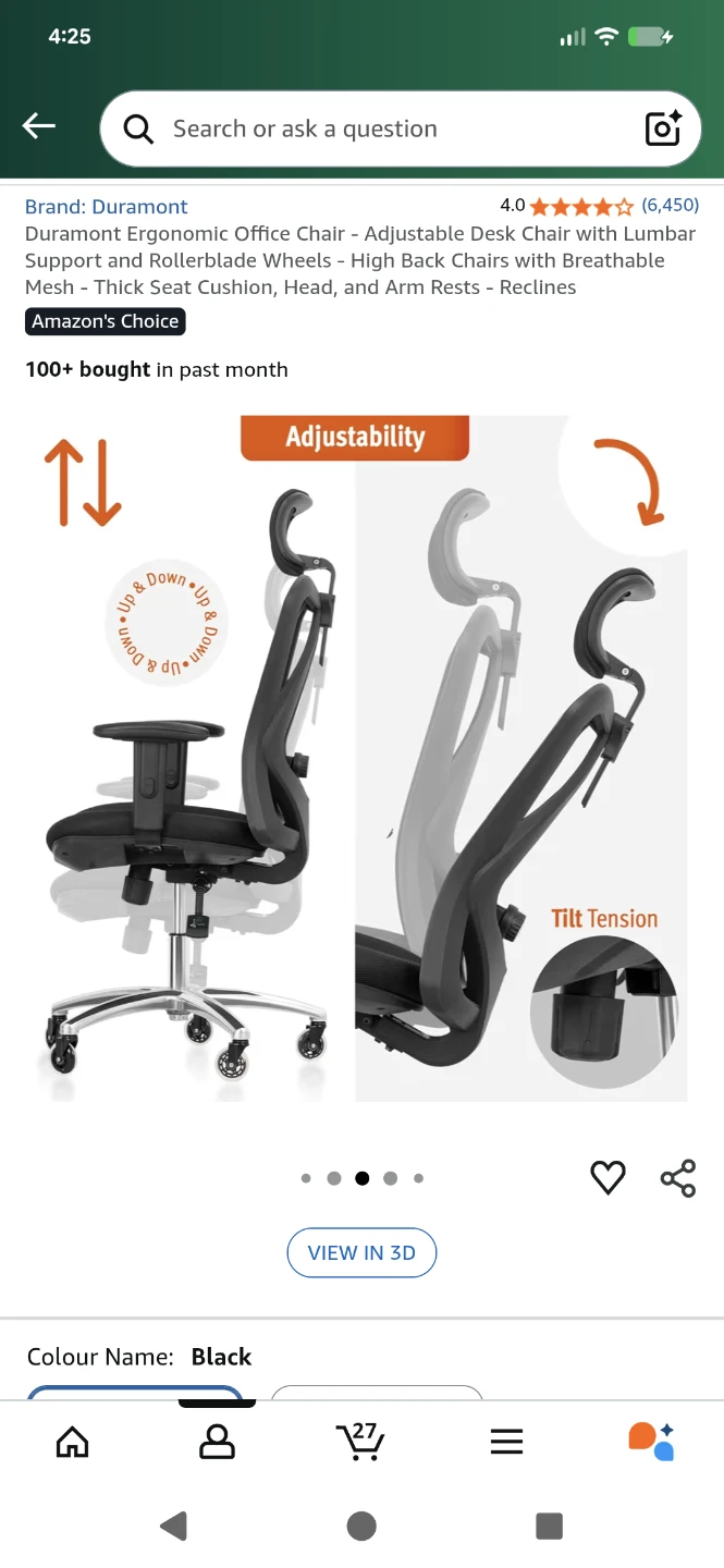 Duramont Ergonomic Office Chair - Black - photo 2