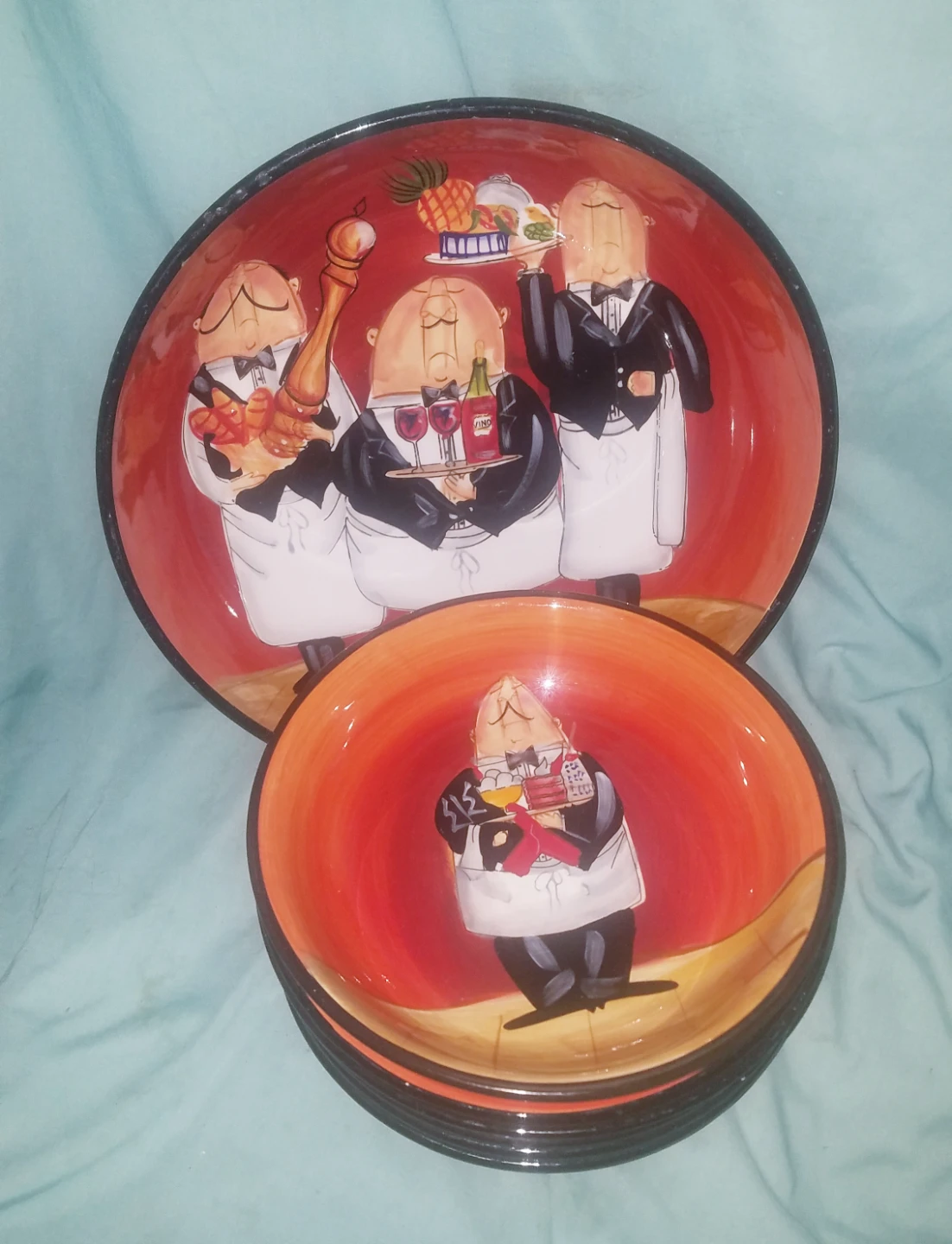 7 Pc Certified International "Dinner Is Served"  Pasta Bowl Set - photo 4