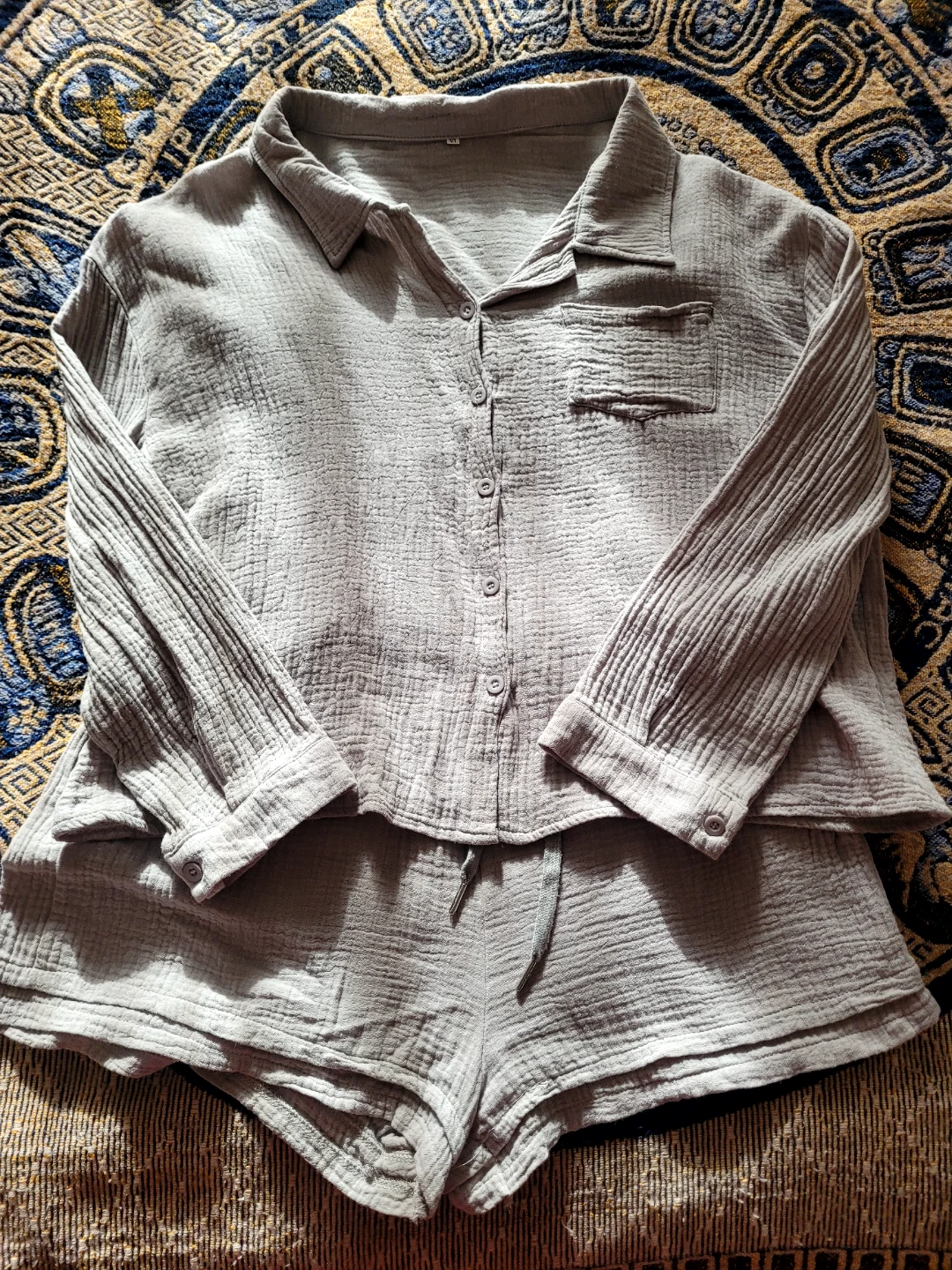 Grey Cotton Gauze Pajama Set🎁 XL