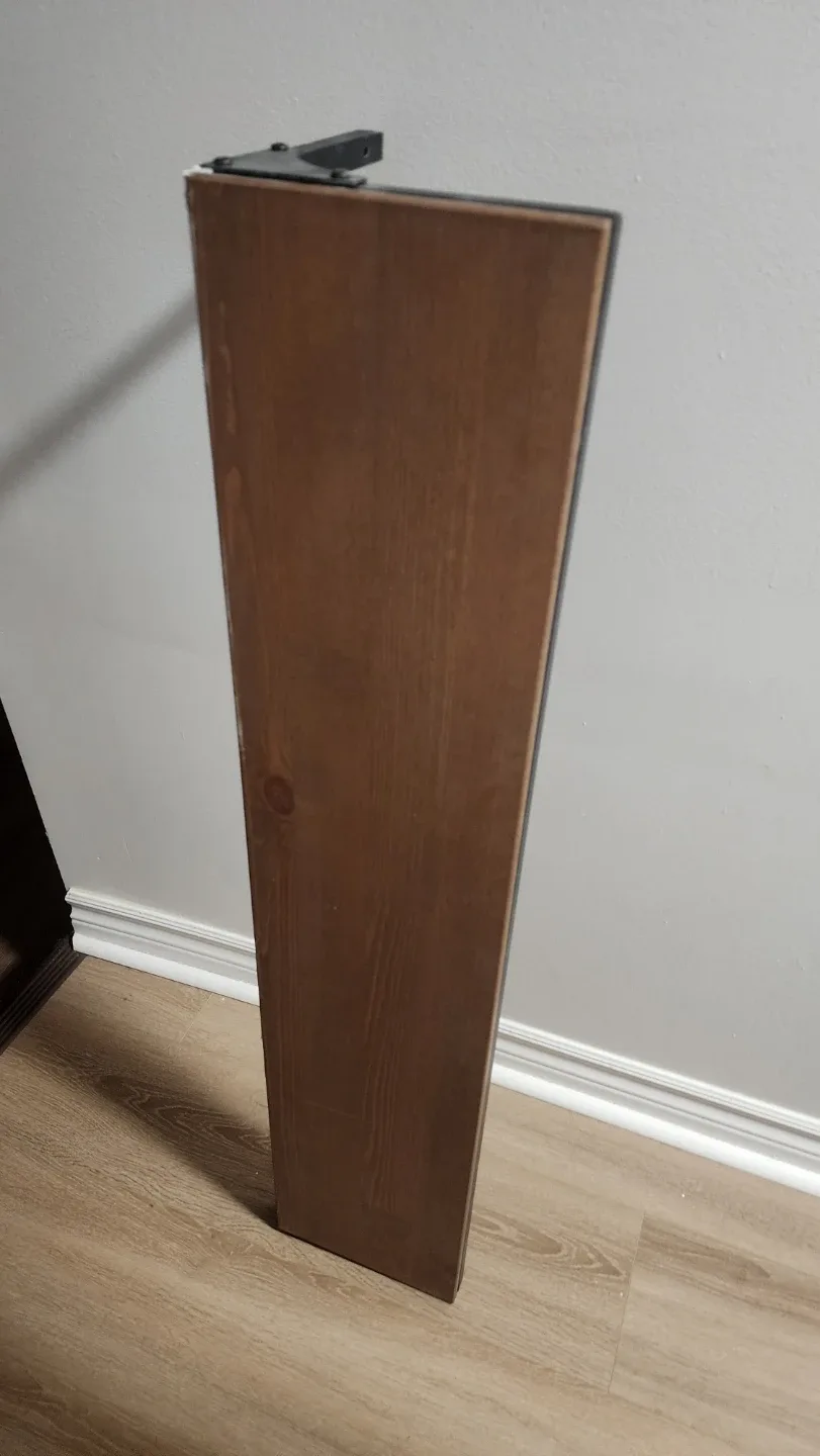 Wood Wall Shelf with Black Brackets