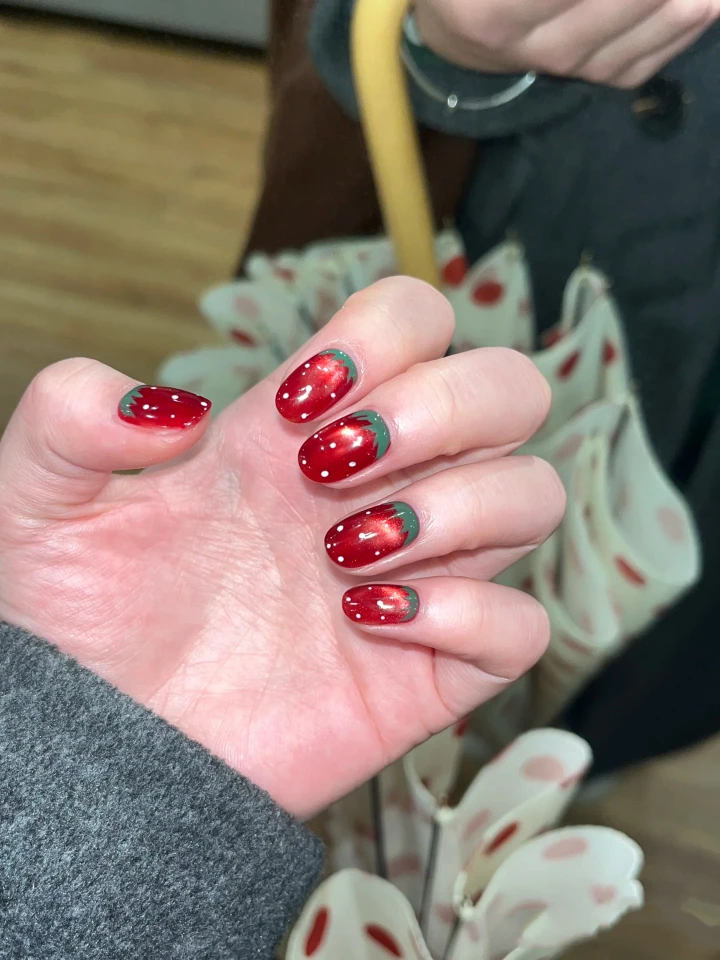 Handmade Strawberry Press-On Nails