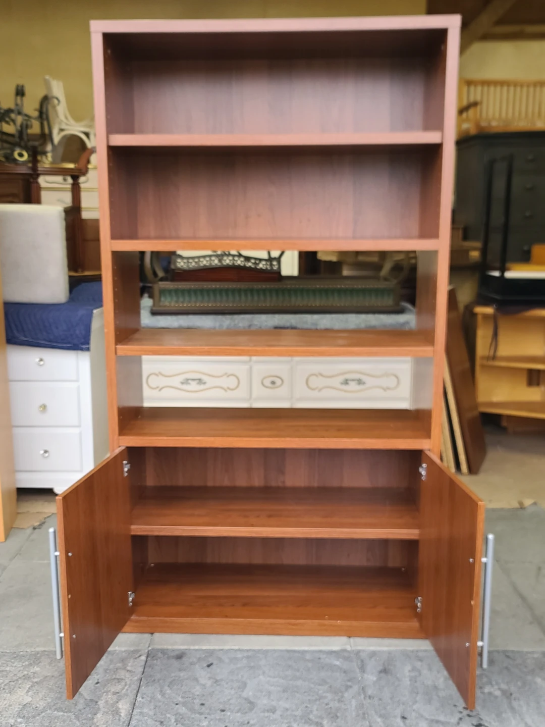 Brown Wooden Bookcase with Cabinet - photo 2